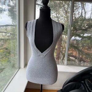 NWOT Urban Behavior V-Neck Knit Vest Heather Gray Cotton XS